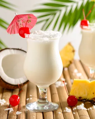 Piña Colada in a hurricane glass