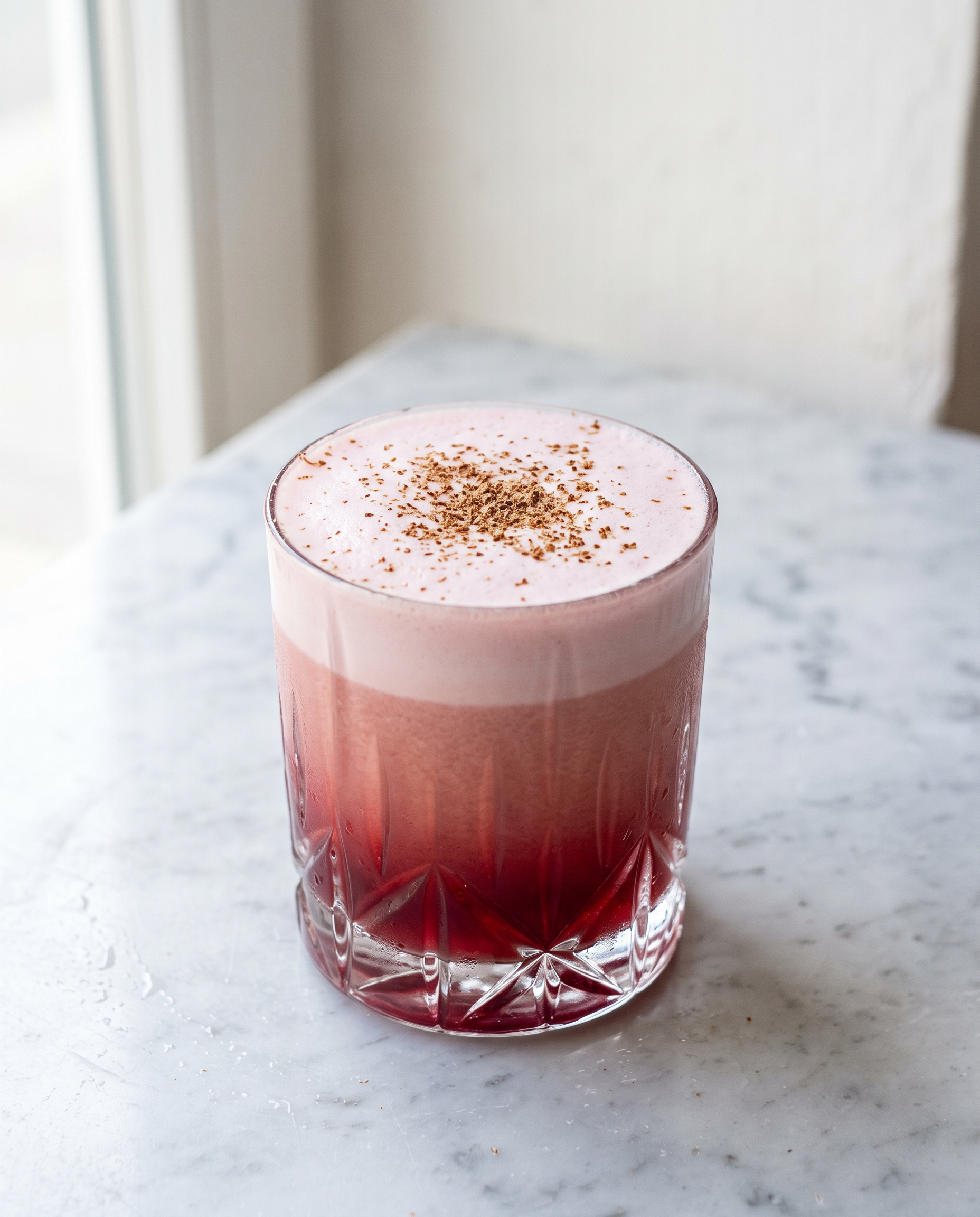 Hibiscus Tiki Sour in a lowball glass