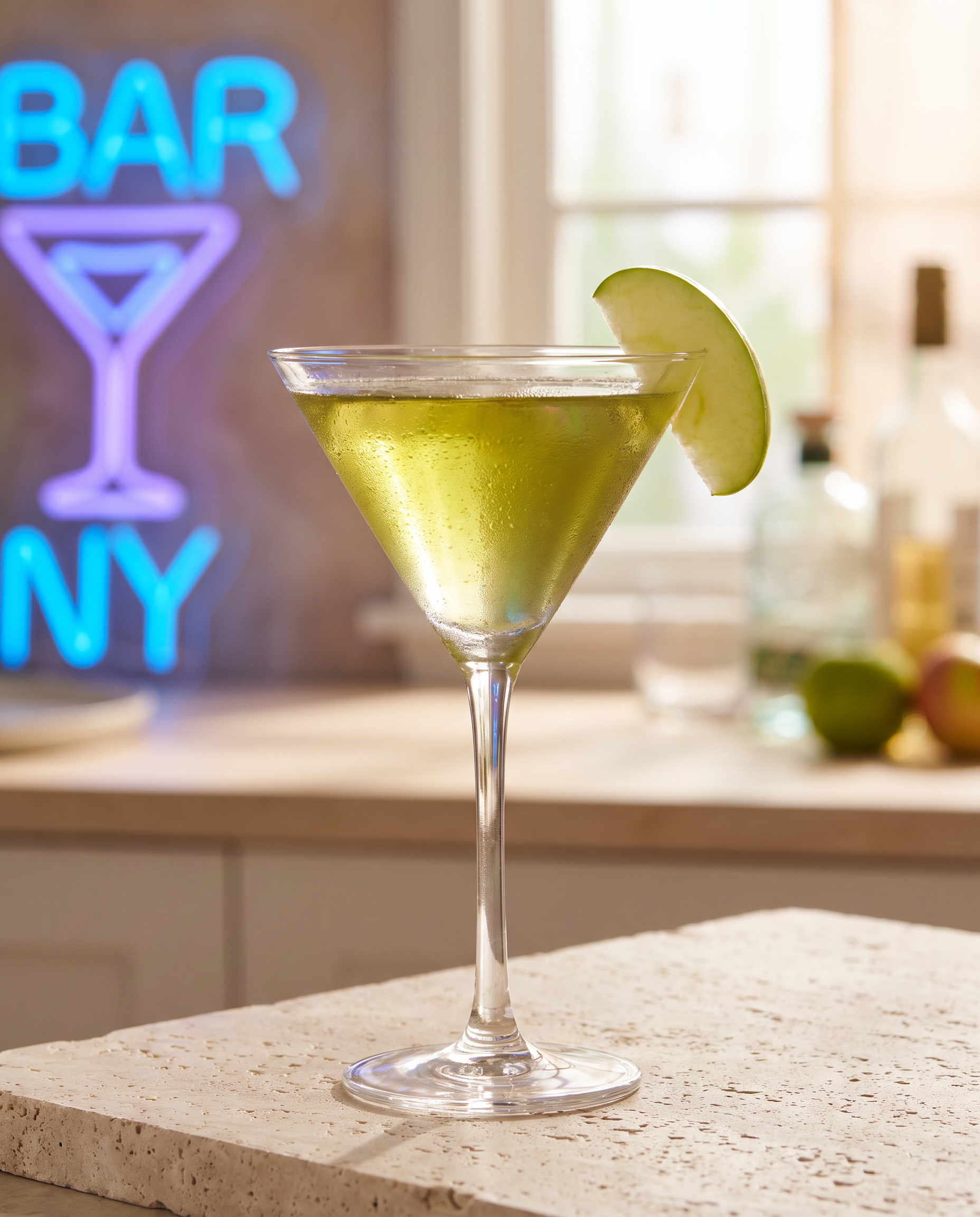 Appletini in a Martini glass with apple
