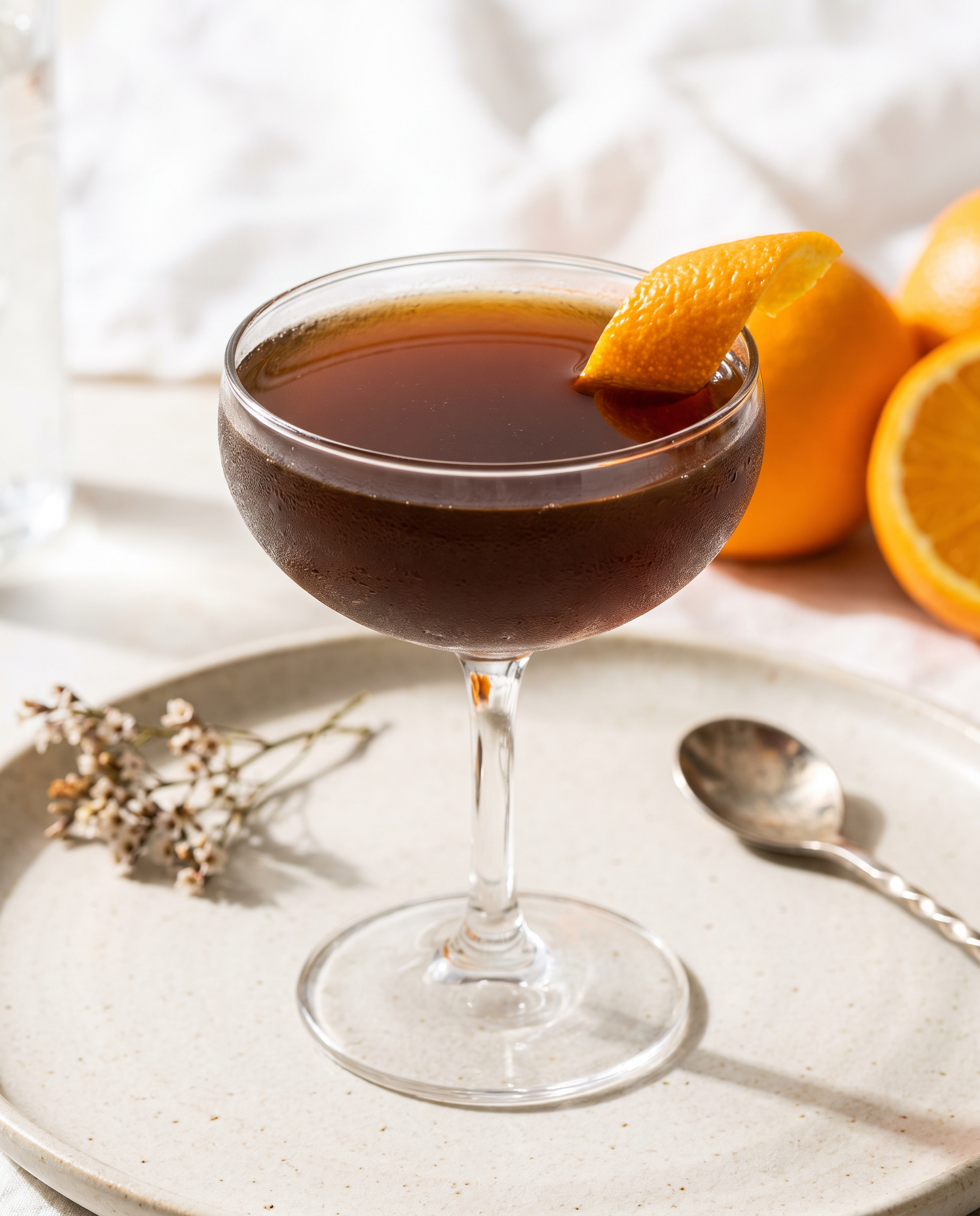 Toronto Cocktail in a coupe with orange