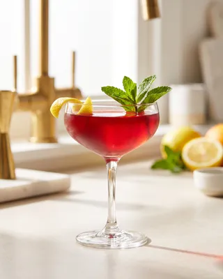 Jasmine in a coupe with lemon and mint