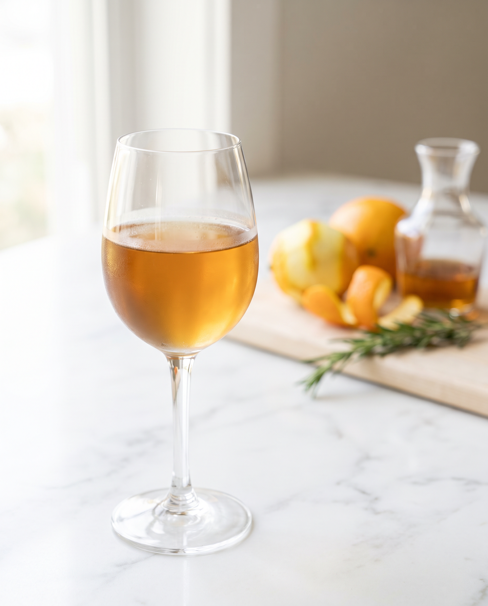 Whisky Mac in a wine glass