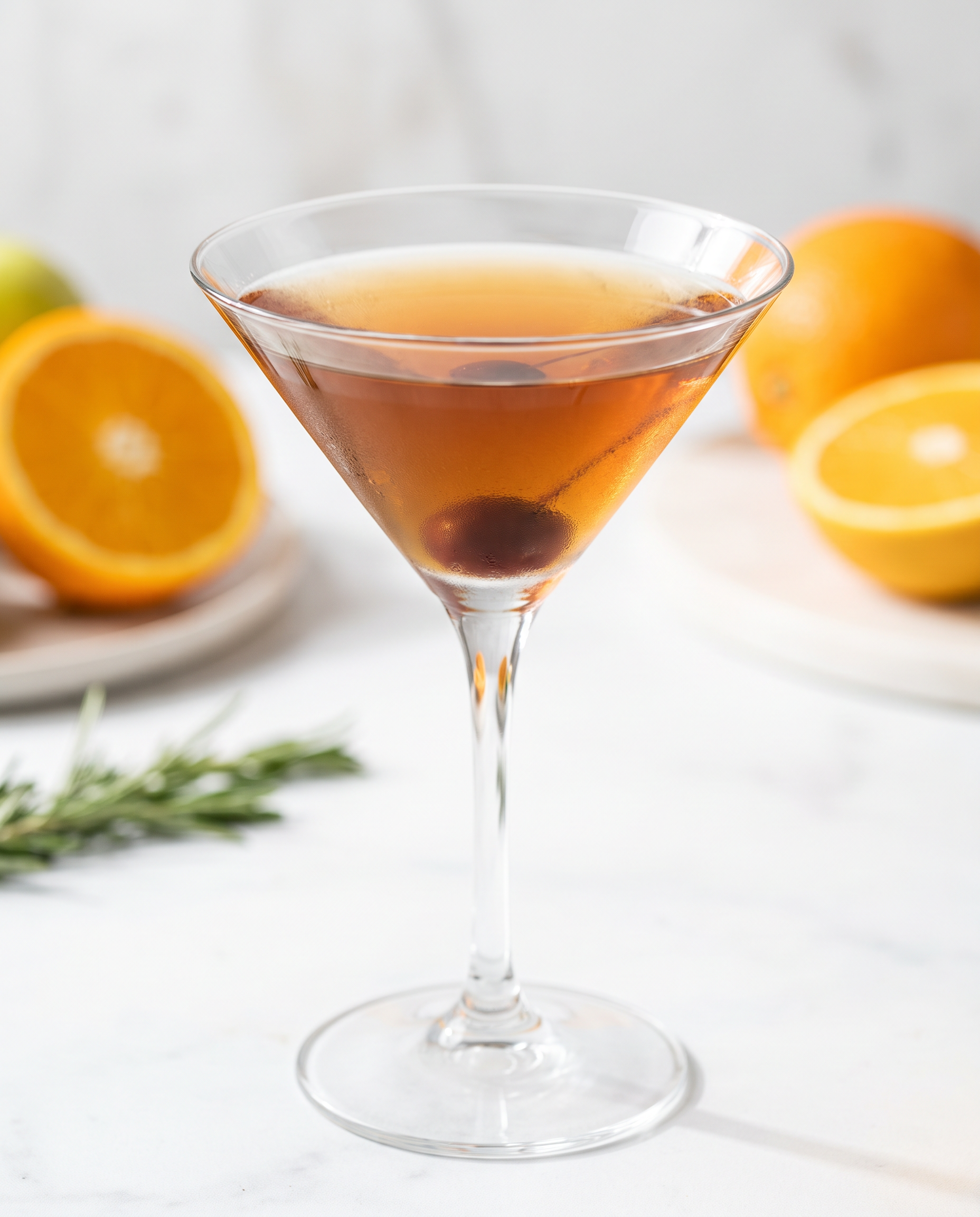 Rob Roy in a martini glass with a cocktail cherry