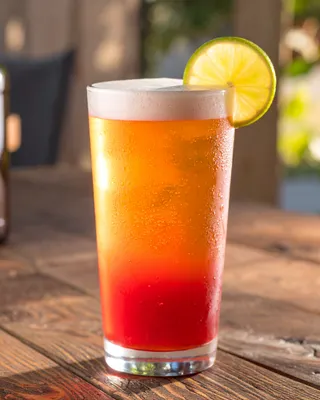 Campari Shandy in a pilsner glass
