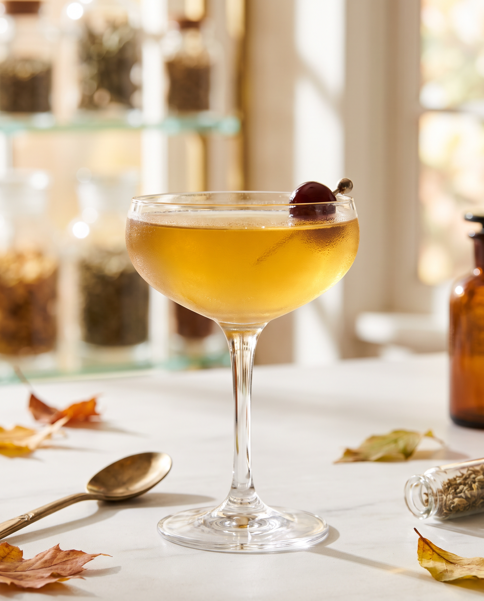Widow's Kiss in a coupe with a cocktail cherry