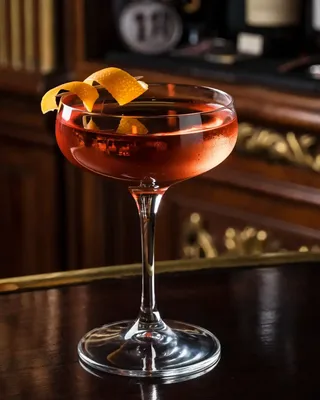Lucien Gaudin cocktail in a coupe with orange peel