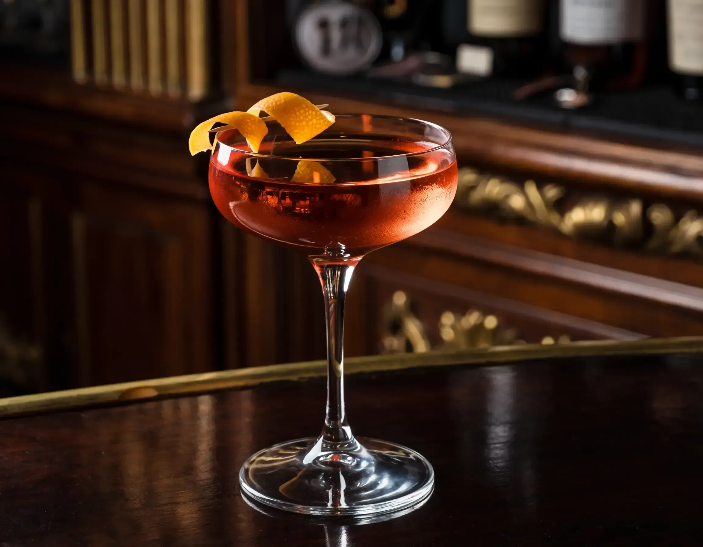 Lucien Gaudin cocktail in a coupe with orange peel