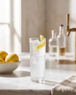 Gin Fizz in a Collins glass with lemon