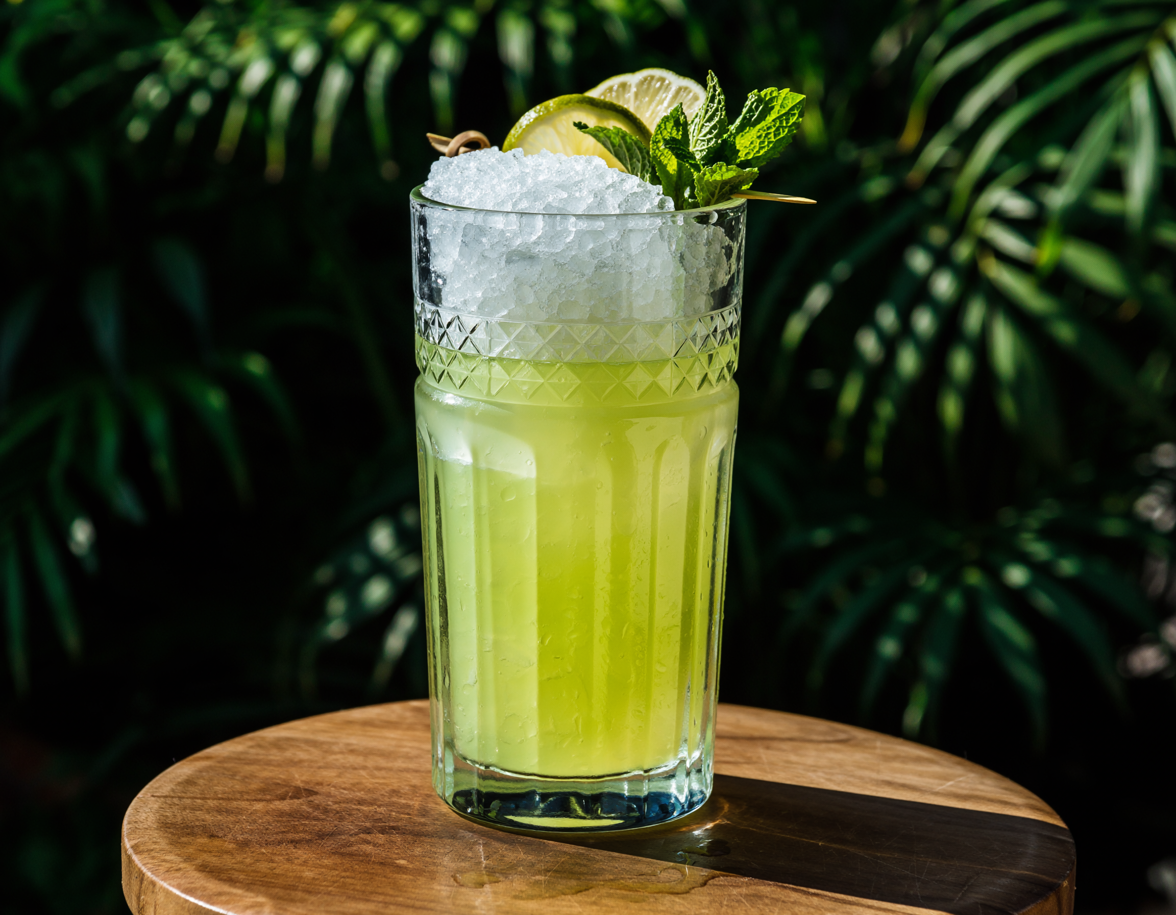 Chartreuse Swizzle in a highball glass