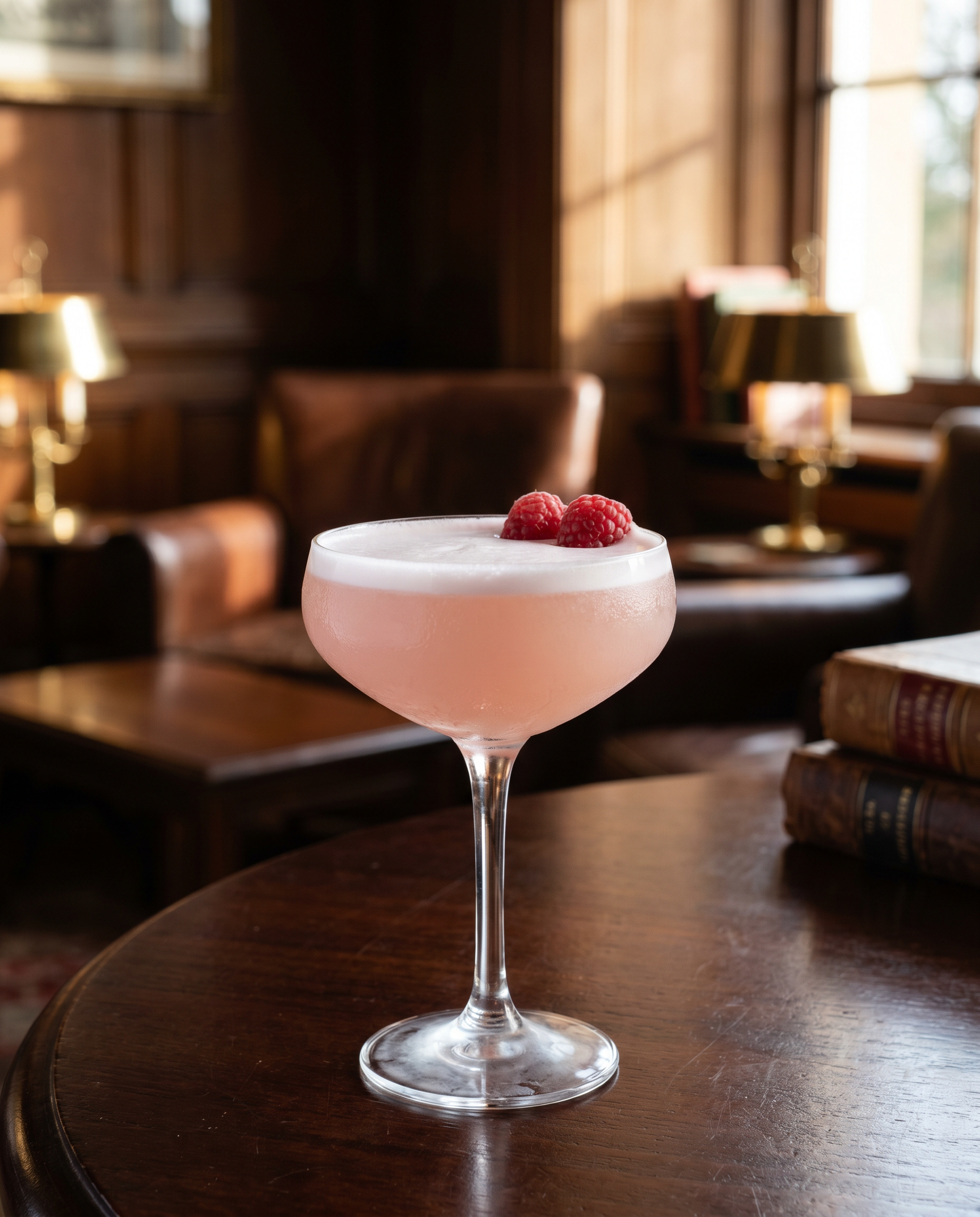 Clover Kiss in a coupe with raspberries