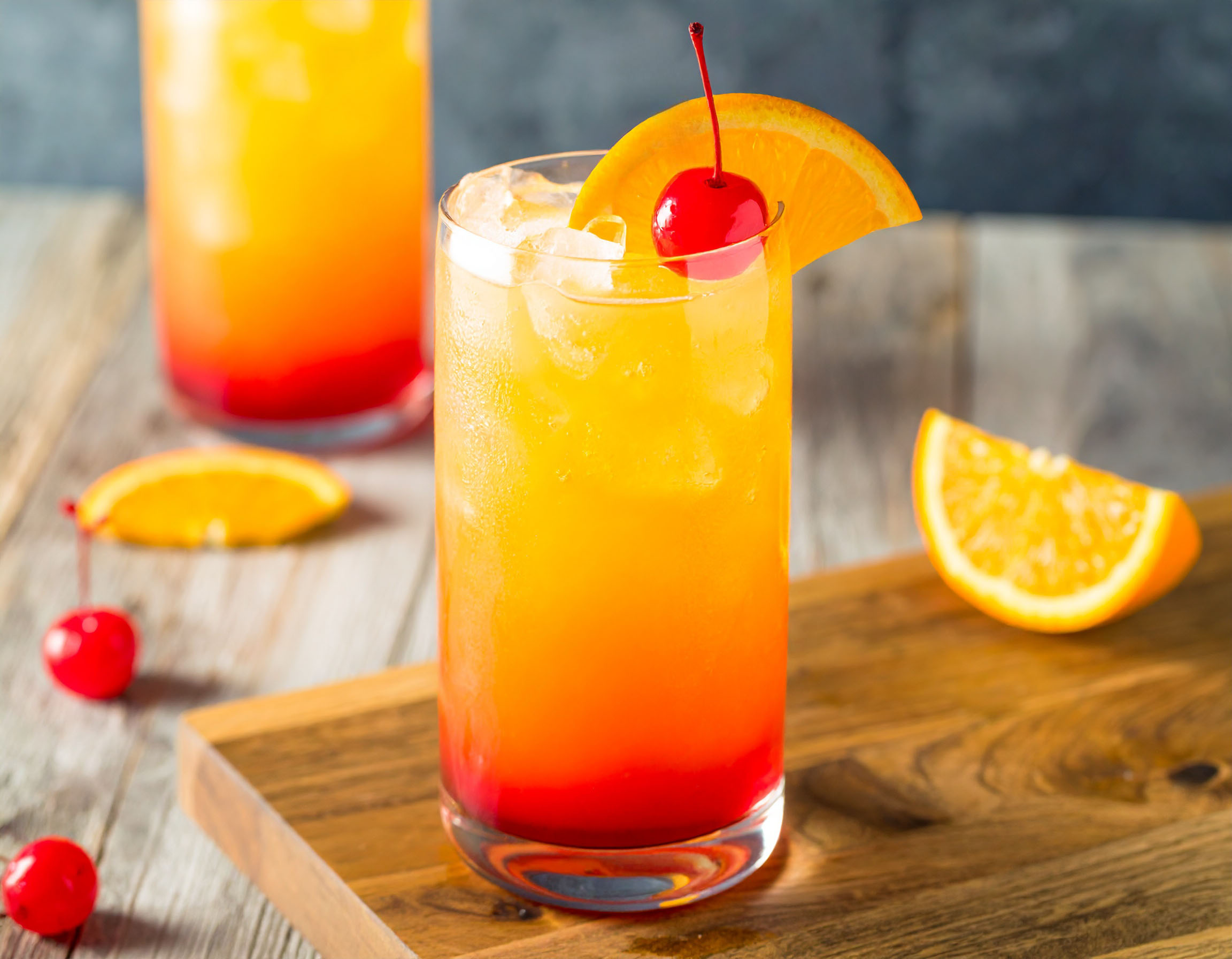 Tequila Sunrise in a highball glass