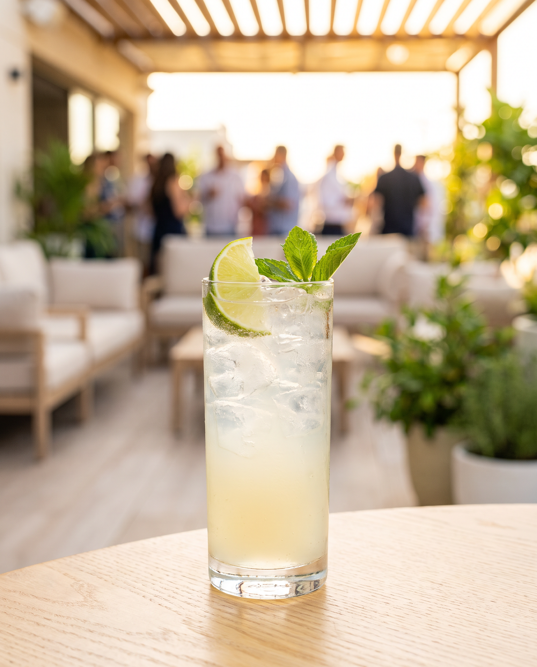 Gin Hass in a highball glass with lime and mint