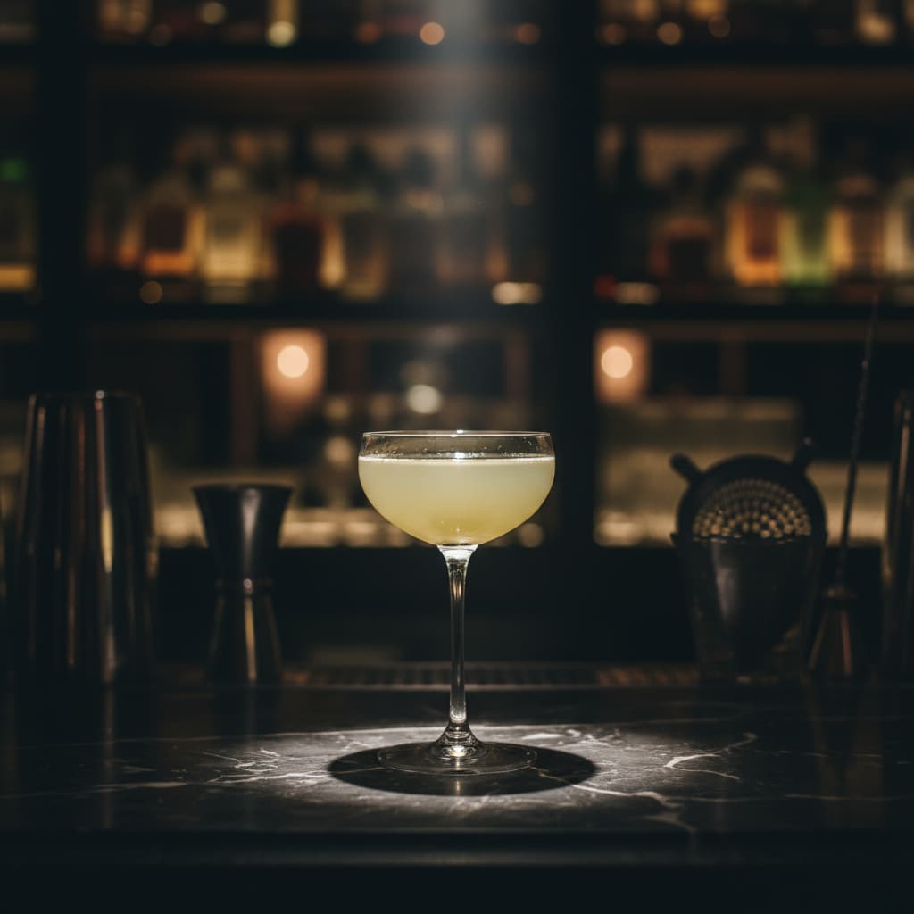 Final Ward cocktail in a coupe