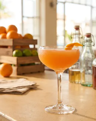 Orange Daiquiri in a daiquiri glass with orange