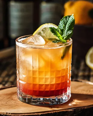Bitter Mai Tai cocktail in a rocks glass