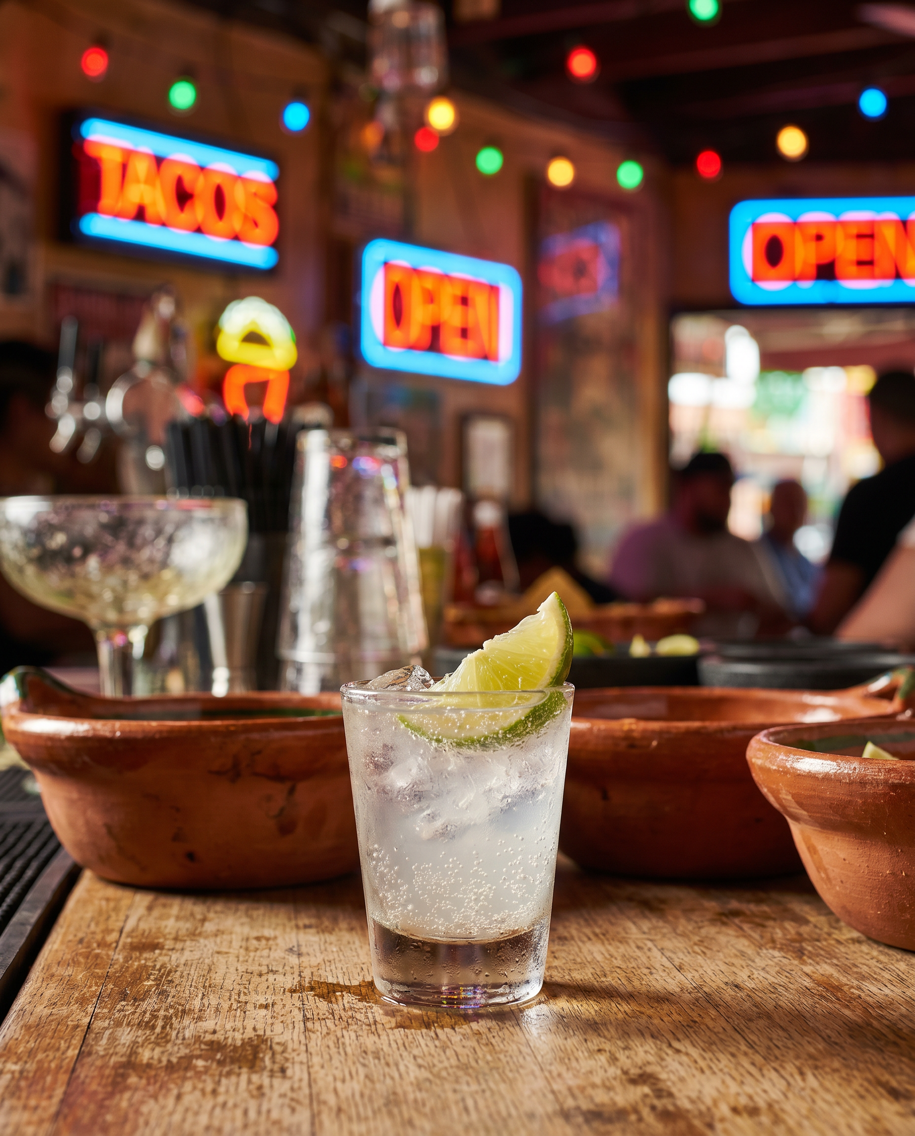 Tequila Slammer in a shot glass with lime
