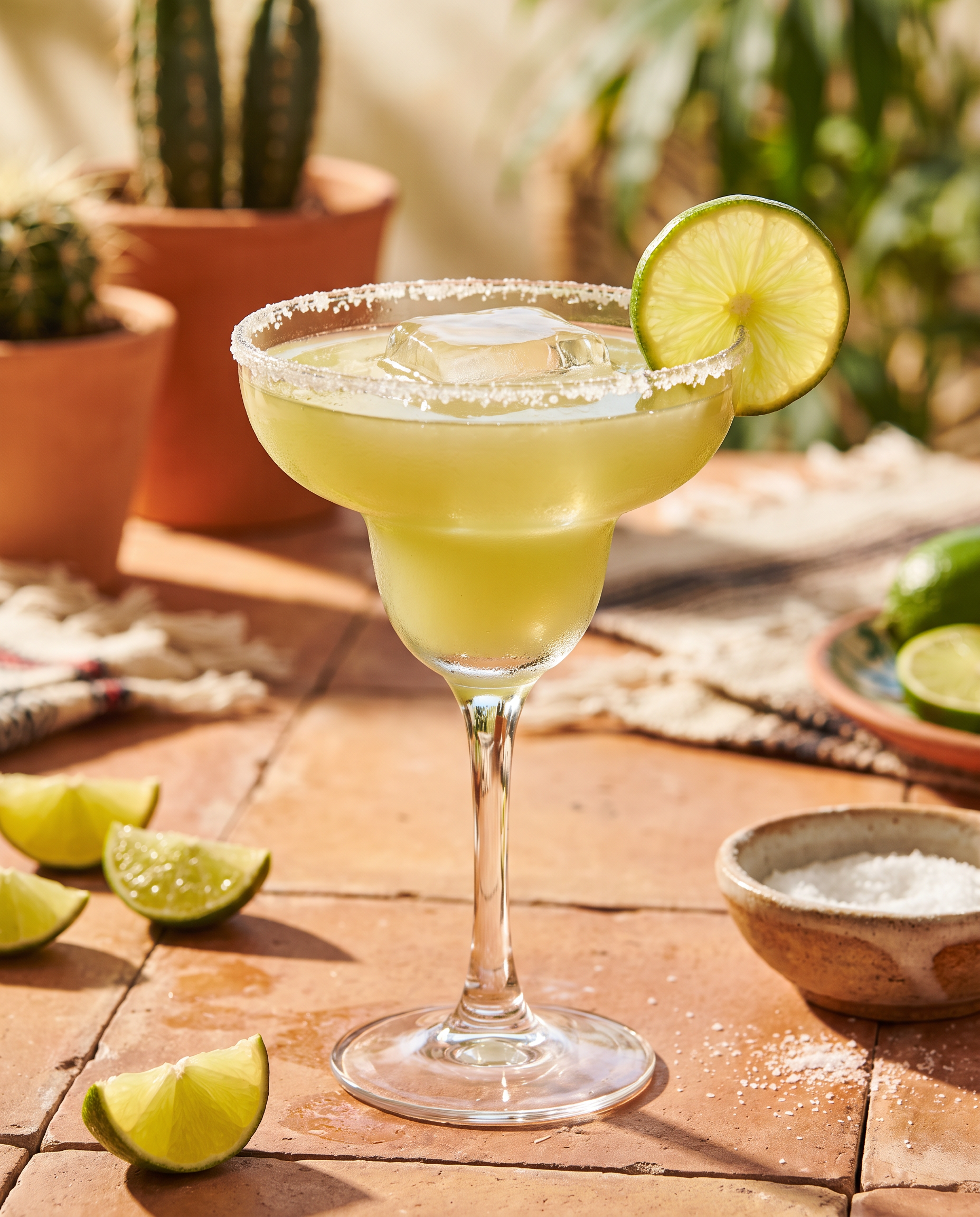 Margarita Pitcher served in a margarita glass with lime