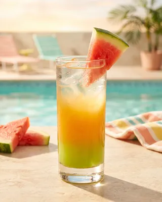 Melon Ball in a highball glass with watermelon
