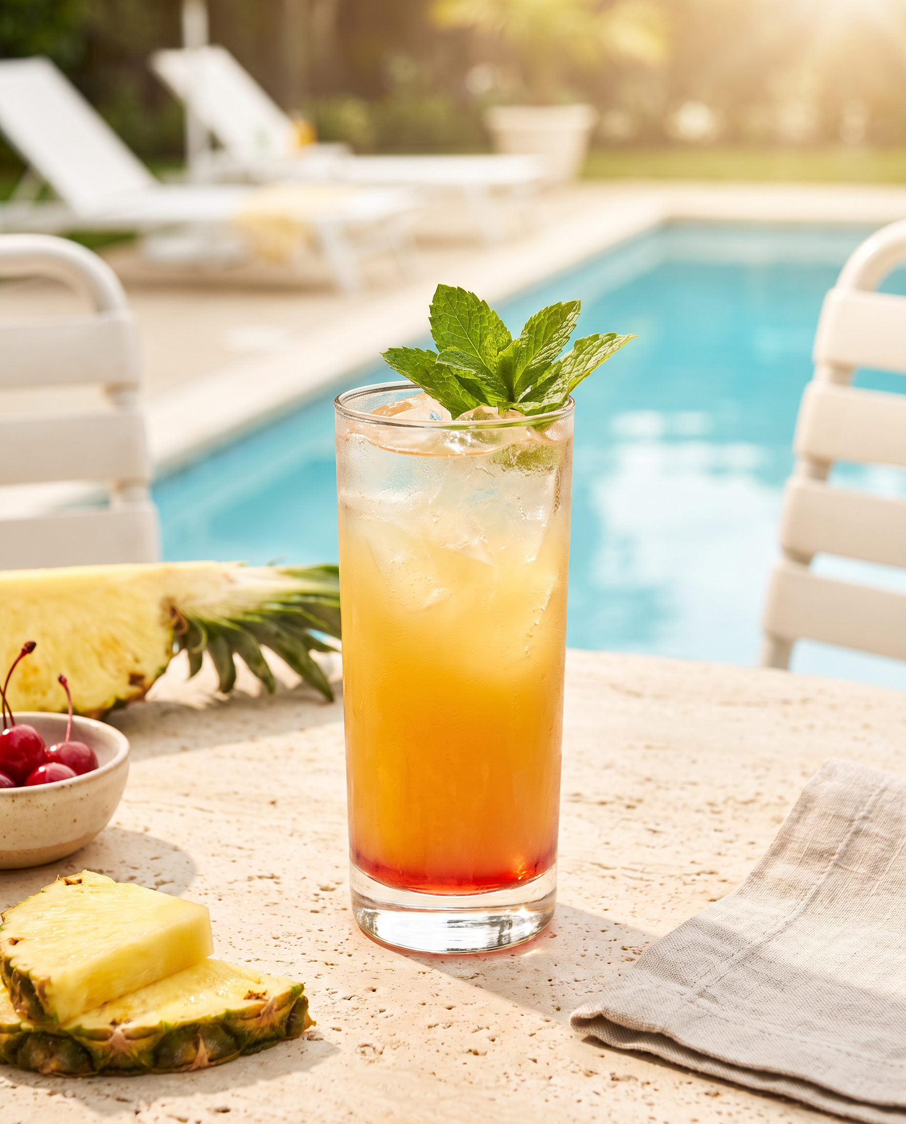 Grenadine Shake in a highball glass with mint