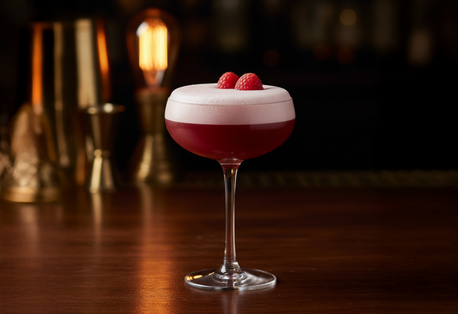 Chambord Sour in a coupe