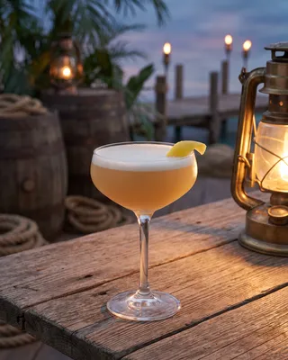 Rum Sour in a coupe with lemon