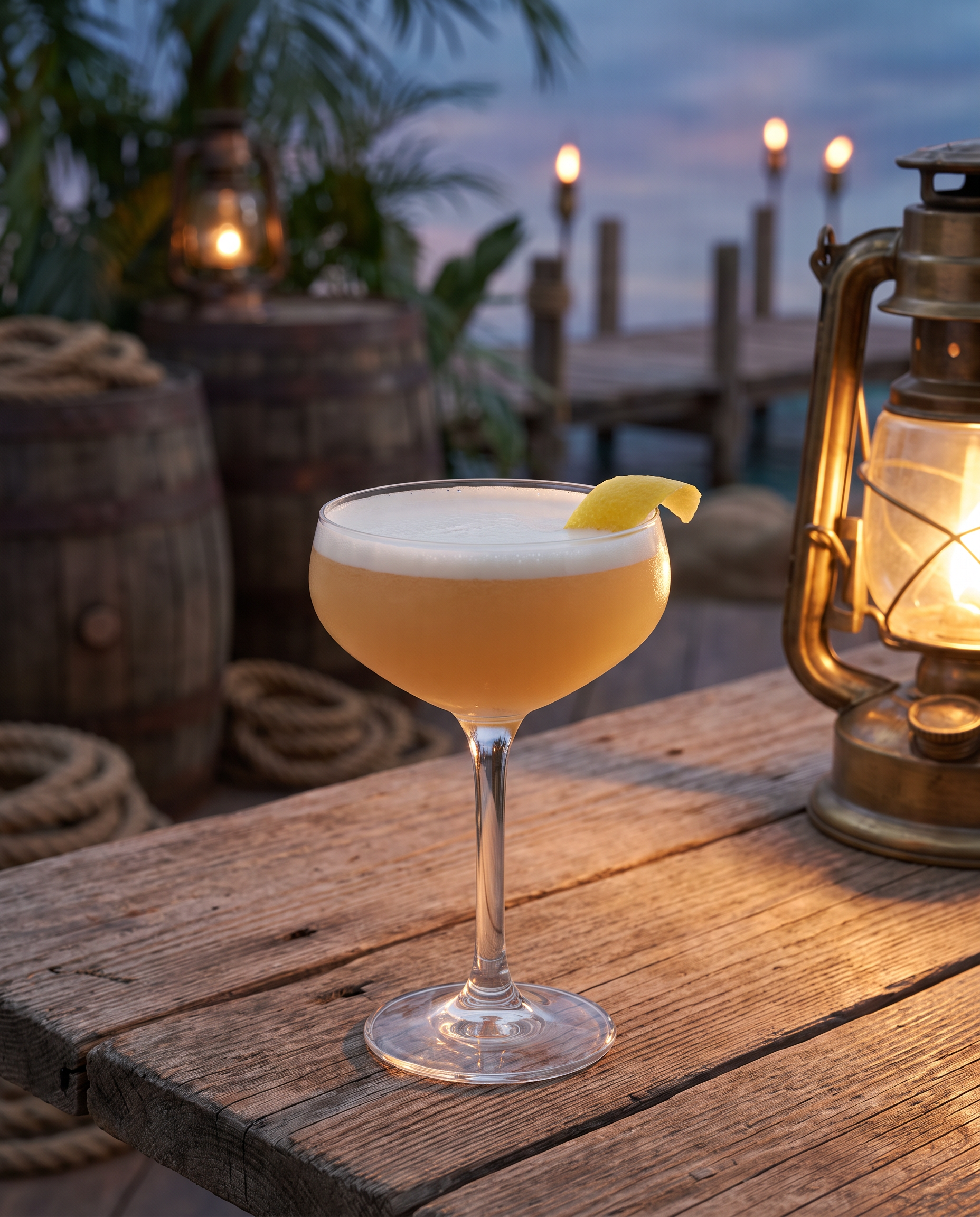 Rum Sour in a coupe with lemon