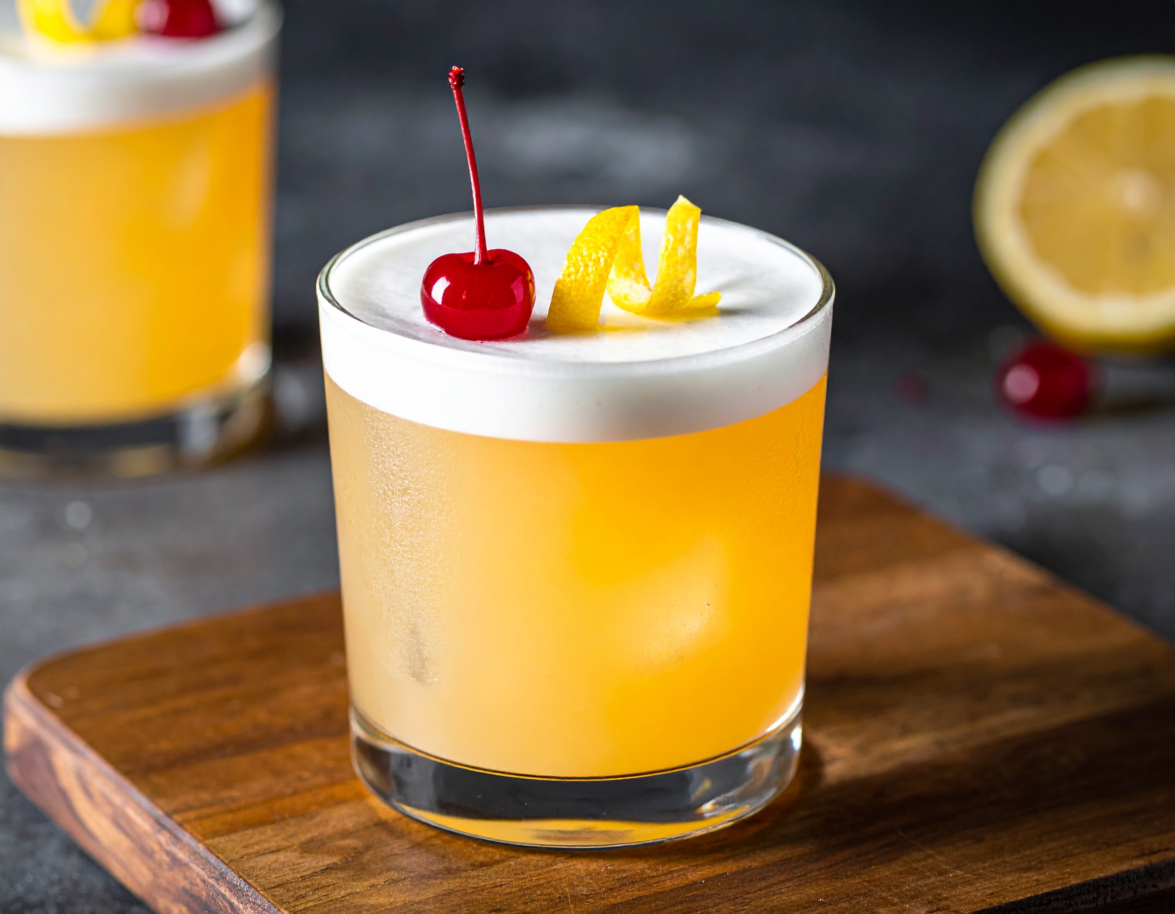 Amaretto Sour in a rocks glass