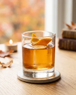 Port Old Fashioned in a rocks glass with orange